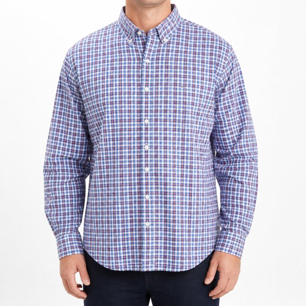 Vineyard Vines Shirt Mens XL Blue Red White Plaid Classic Fit Tucker Cotton